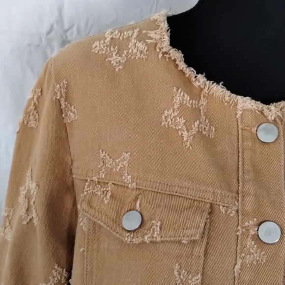 Lili Sidonio mustard tan jean jacket Sz L Excellent condition - Picture 2 of 9